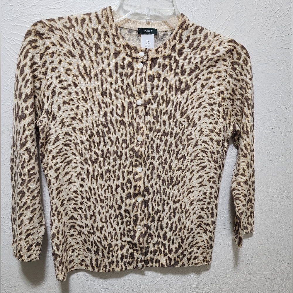 J. Crew Women's Leopard Print Sweater - Brown and Cream